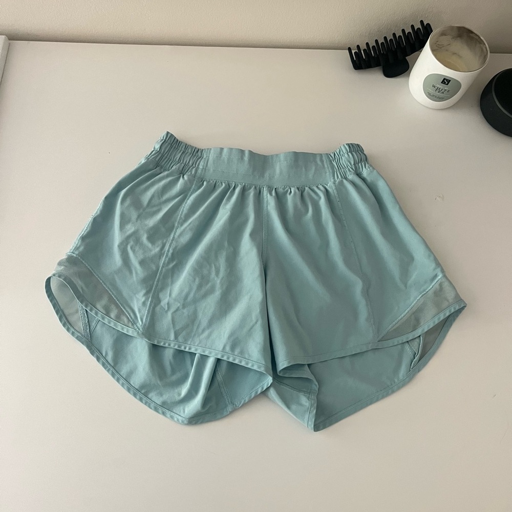 Blue chill Lululemon Hotty Hot shorts!! Worn twice! Perfect condition